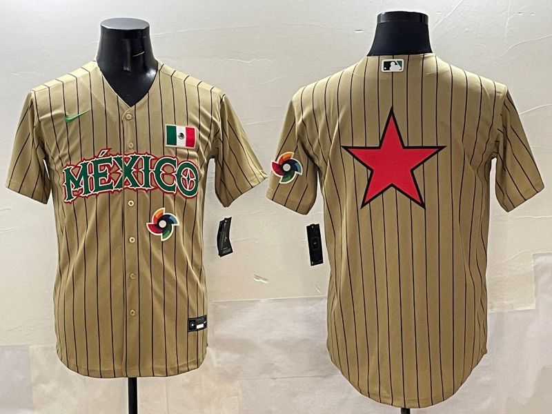 Men Mexico Blank Brown Stripe Joint Name 2025 Nike MLB Jersey style 8->more jerseys->MLB Jersey
